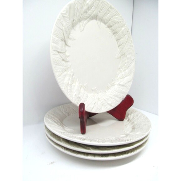 Fitz & Floyd Embossed Fern Leaf 8" Salad Plate Bundle of 4 - Picture 4 of 7